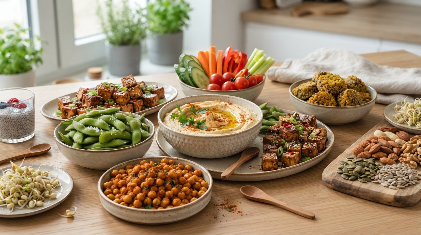 Protein snack photography illustrating high-protein hummus snack boxes you can prep ahead
