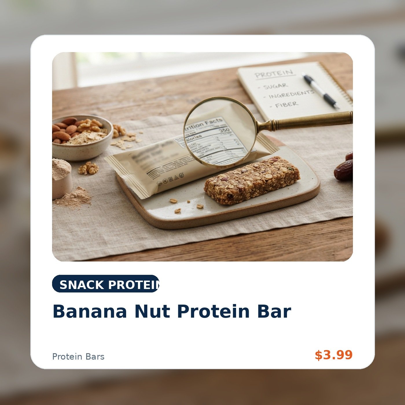 Banana Nut Protein Bar product concept image