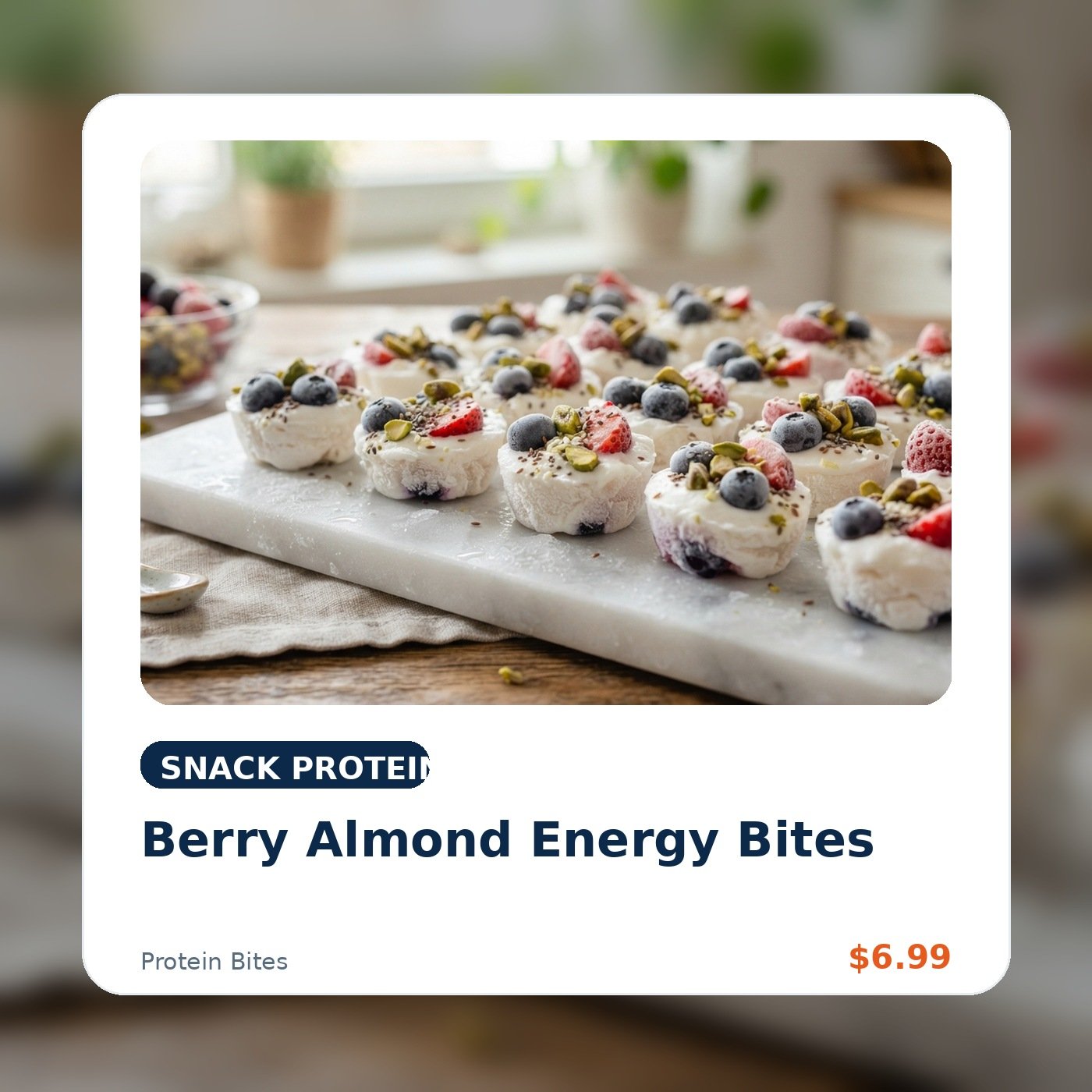 Berry Almond Energy Bites product concept image