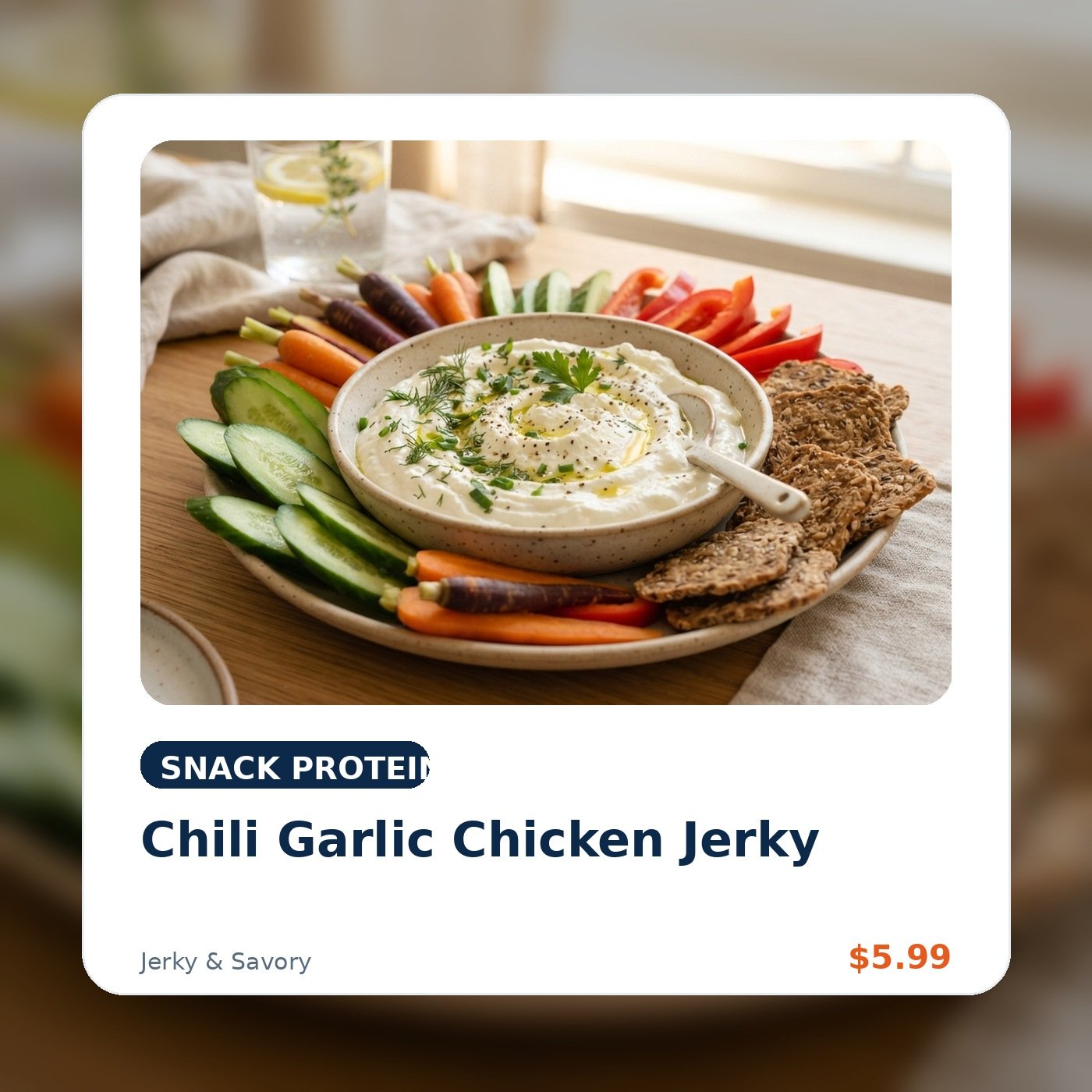 Chili Garlic Chicken Jerky product concept image