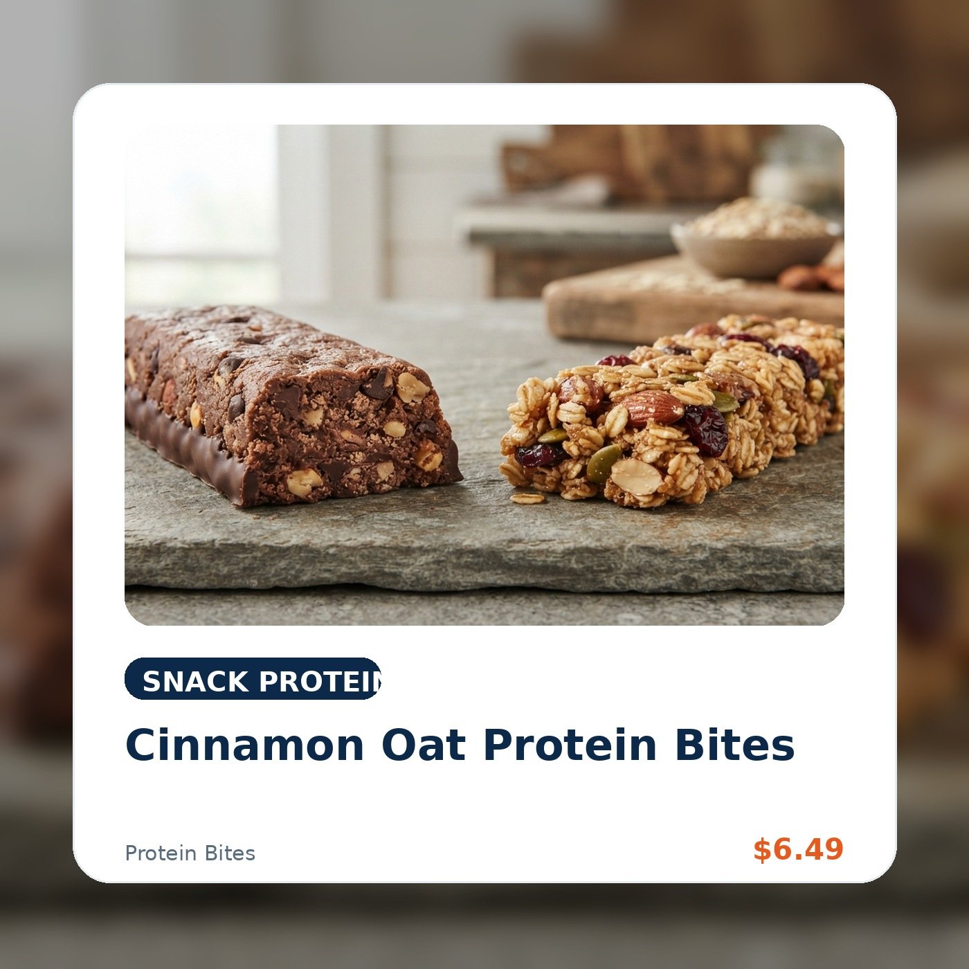 Cinnamon Oat Protein Bites product concept image