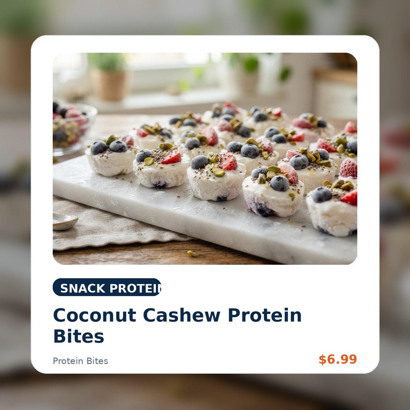 Coconut Cashew Protein Bites product concept image