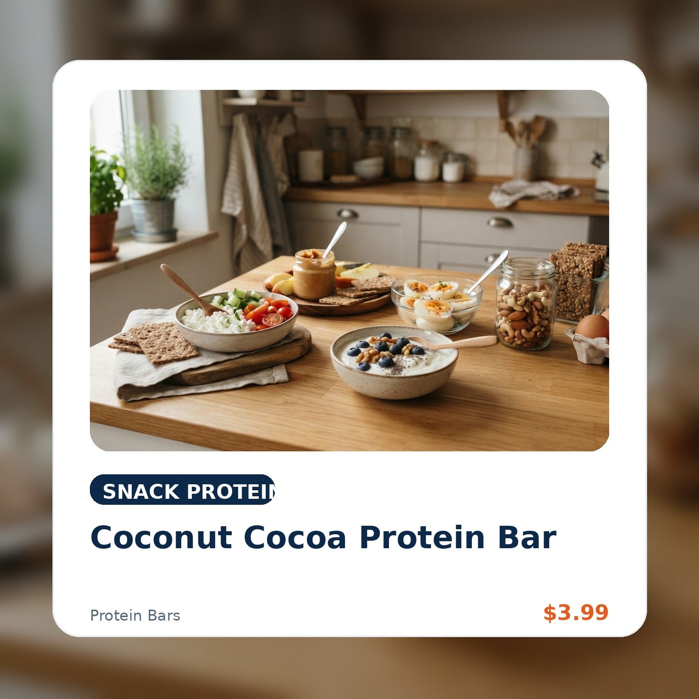 Coconut Cocoa Protein Bar product concept image
