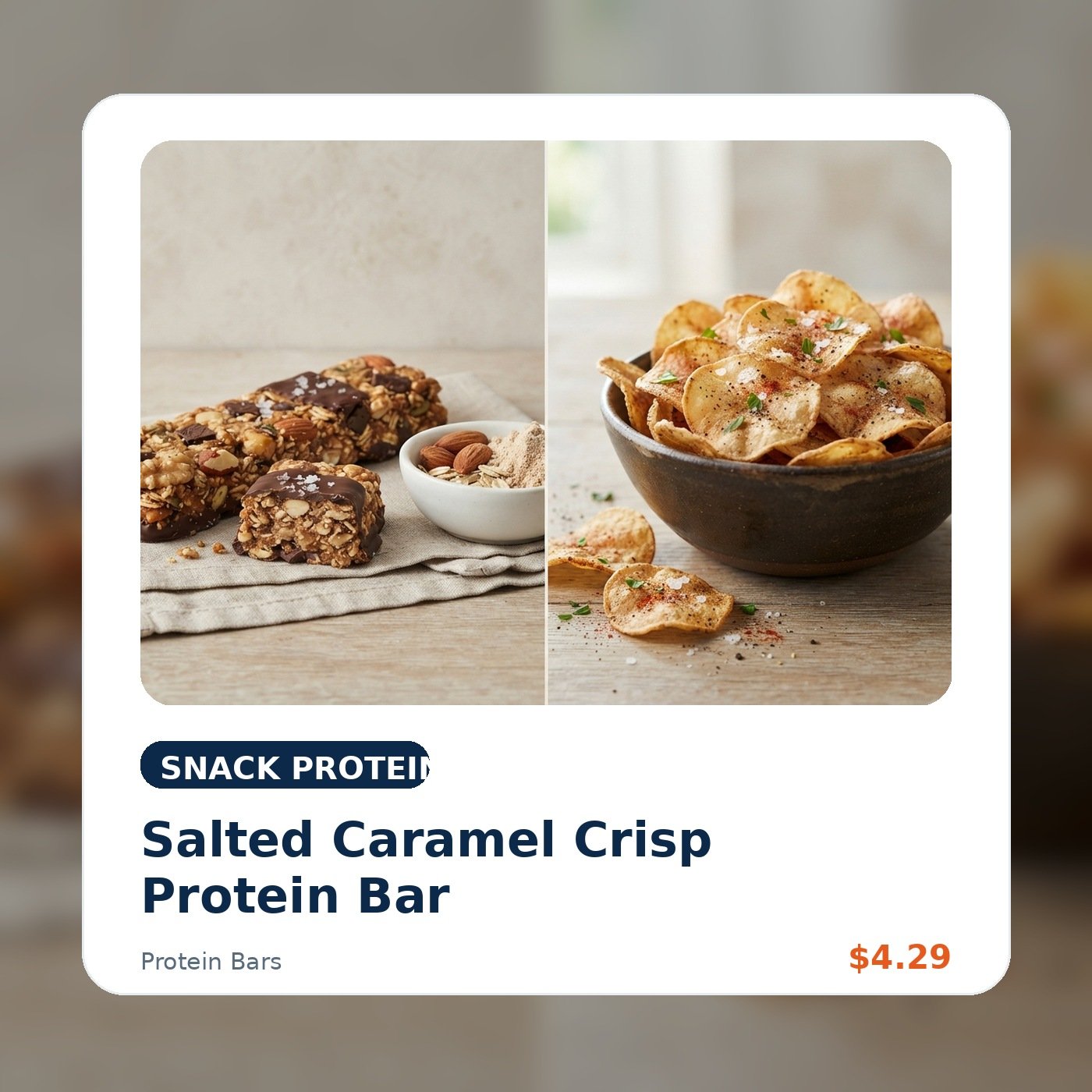Salted Caramel Crisp Protein Bar product concept image