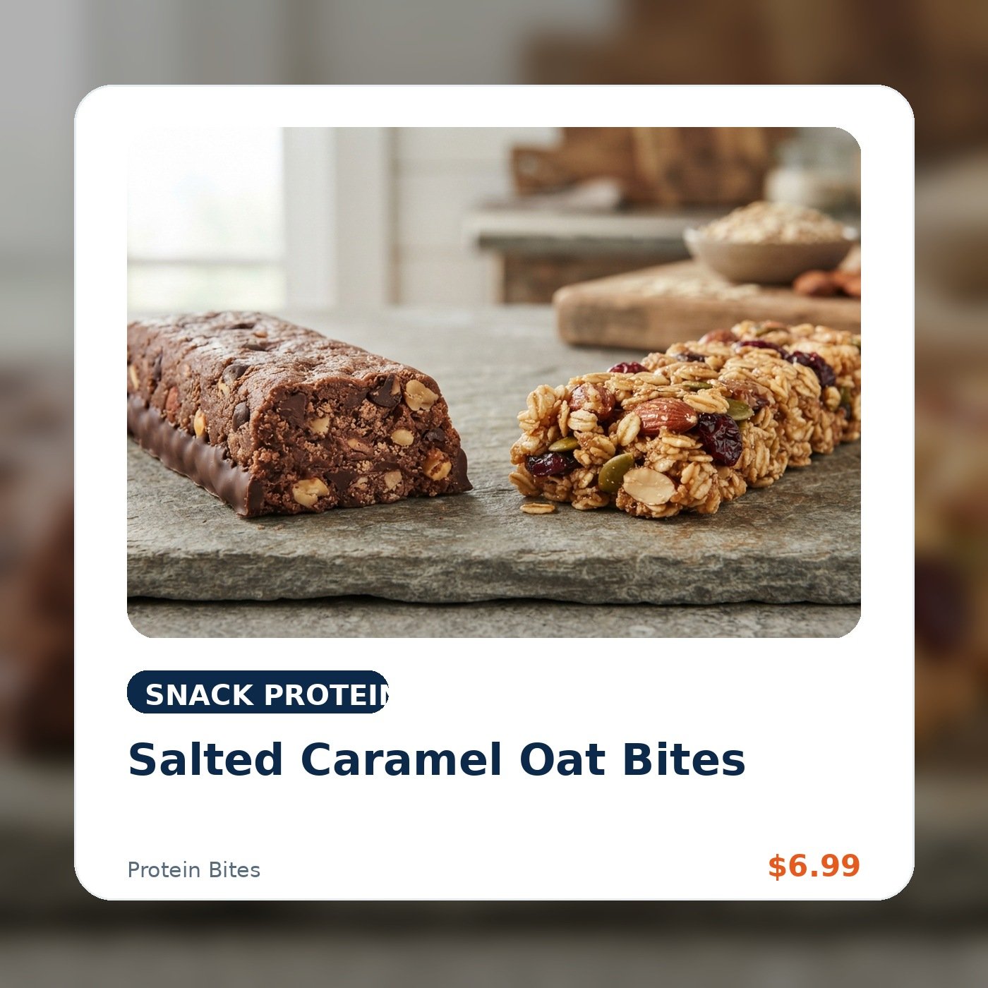 Salted Caramel Oat Bites product concept image