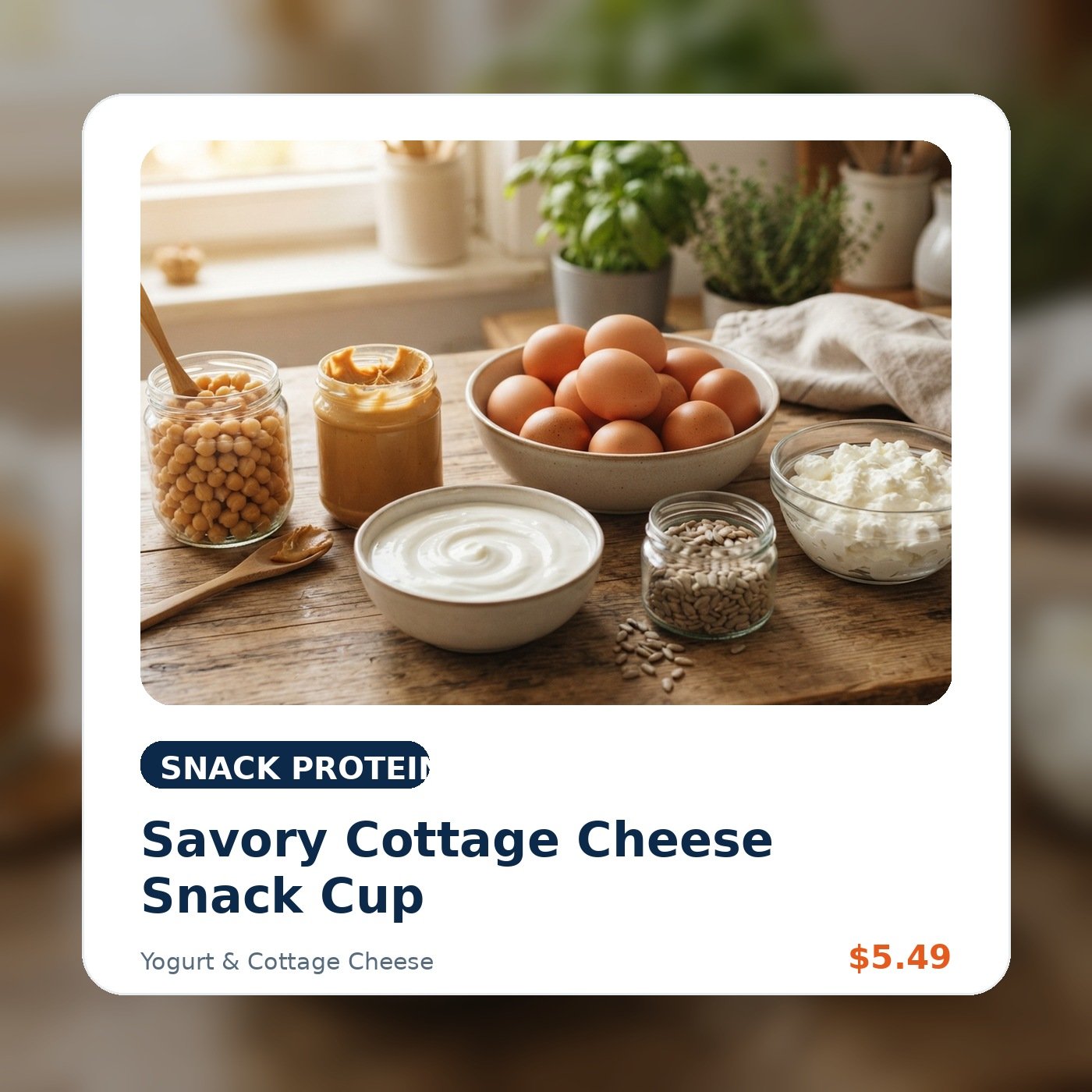 Savory Cottage Cheese Snack Cup product concept image
