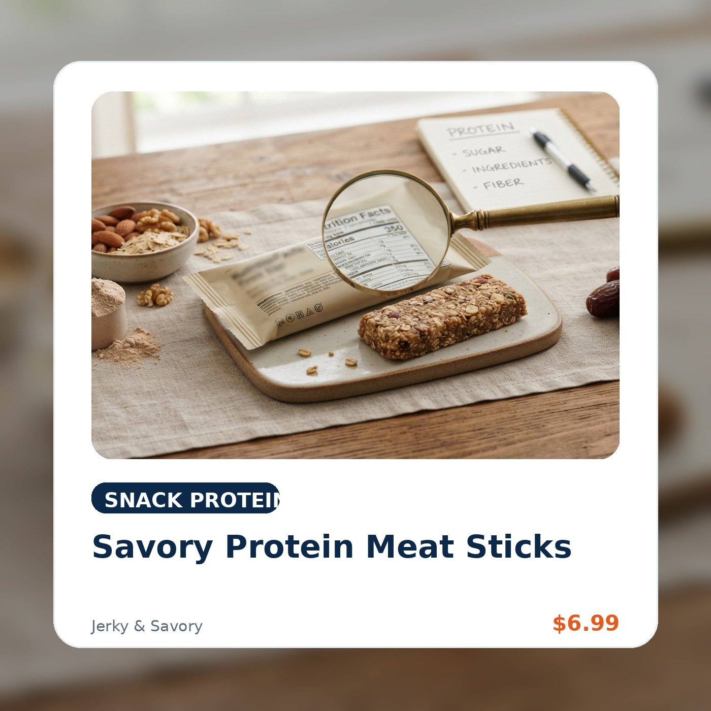 Savory Protein Meat Sticks product concept image