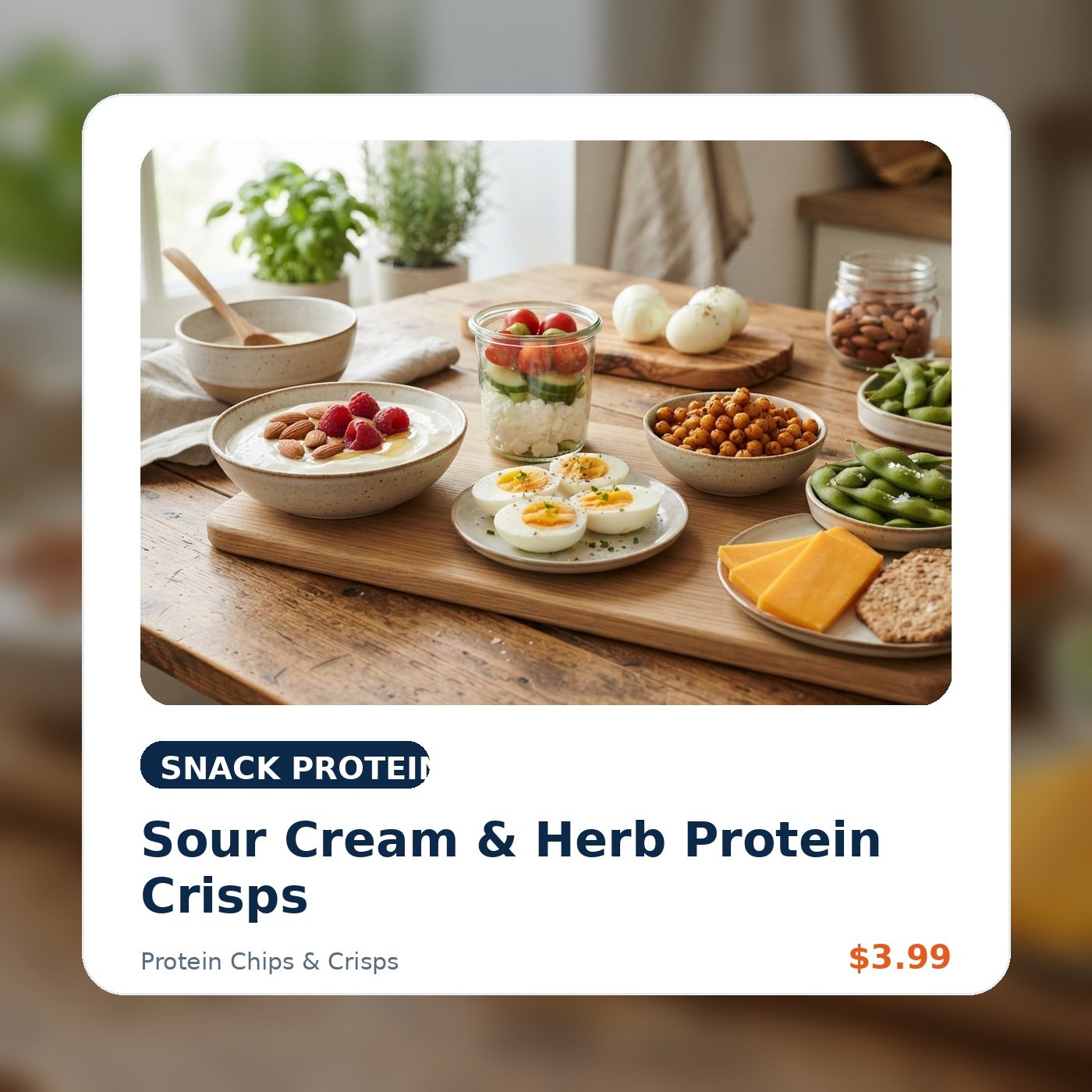 Sour Cream & Herb Protein Crisps product concept image