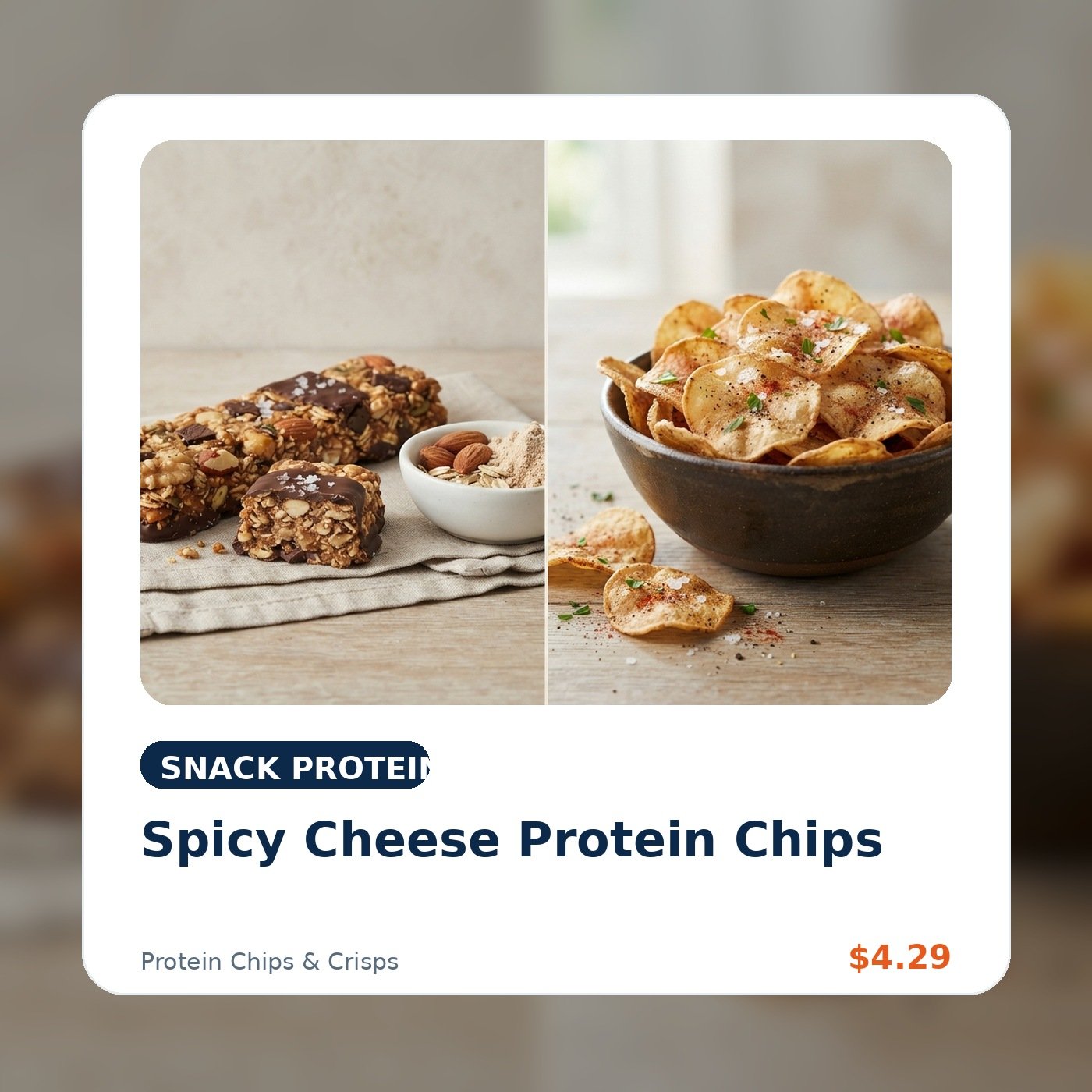 Spicy Cheese Protein Chips product concept image