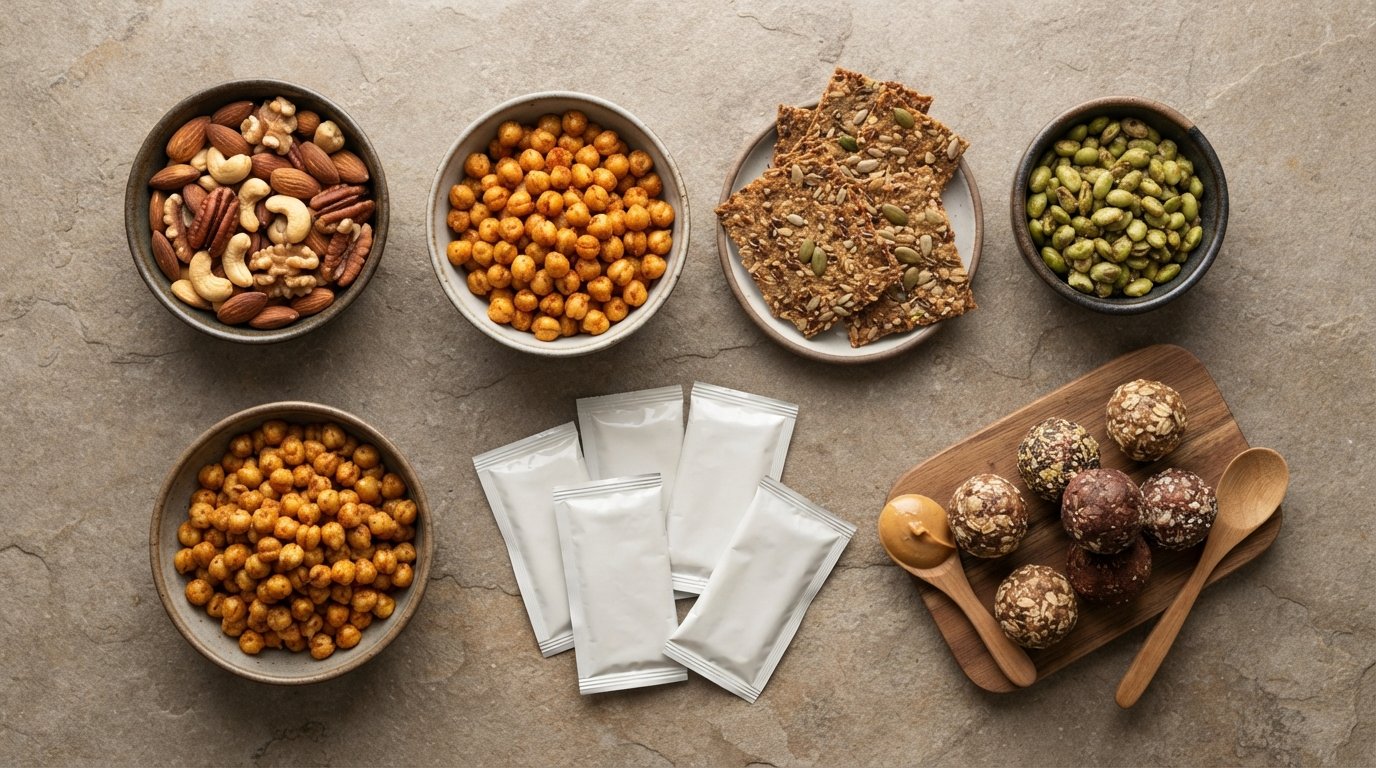Protein snack photography illustrating protein chips explained: ingredients, protein sources and what to check