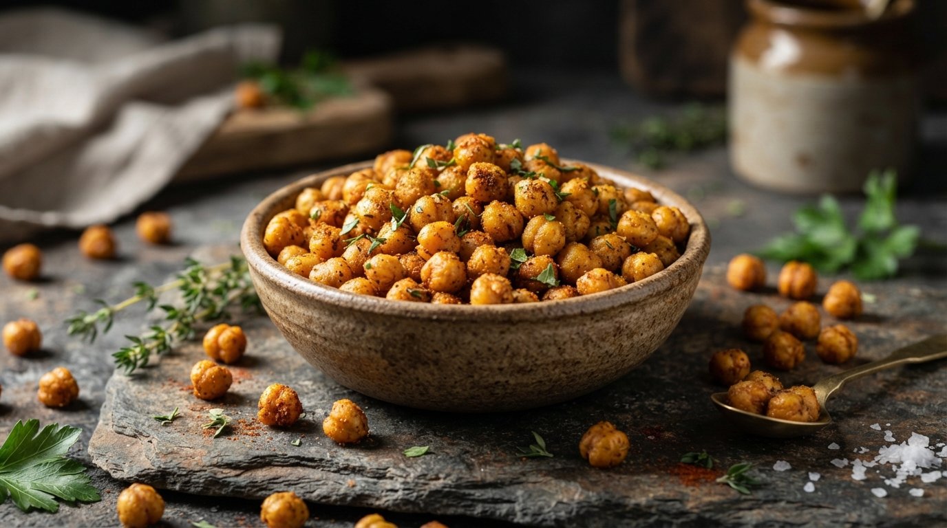 Protein snack photography illustrating roasted chickpeas vs nuts: which makes the more practical snack?